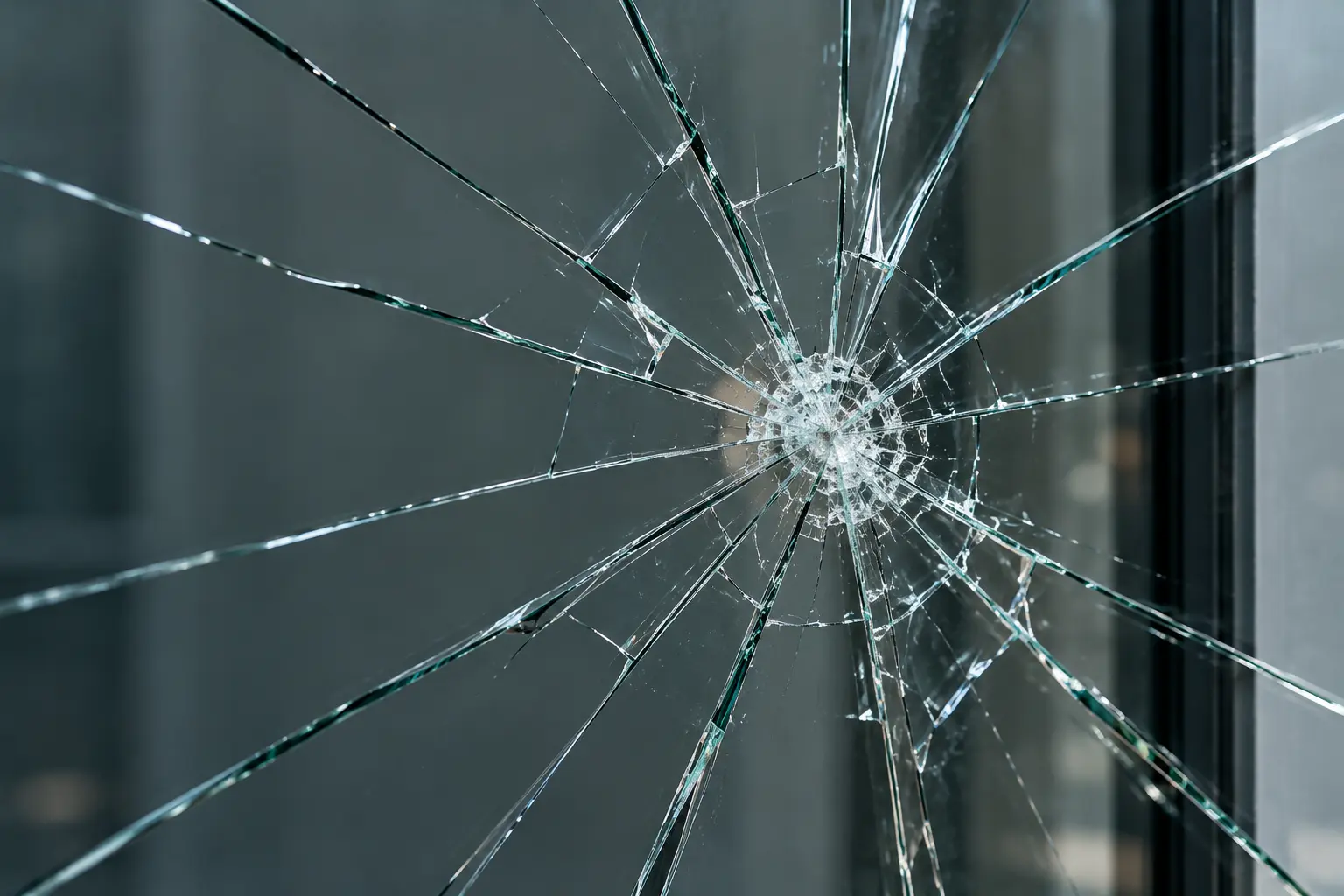 Glasscheibe mit Bruchschaden
